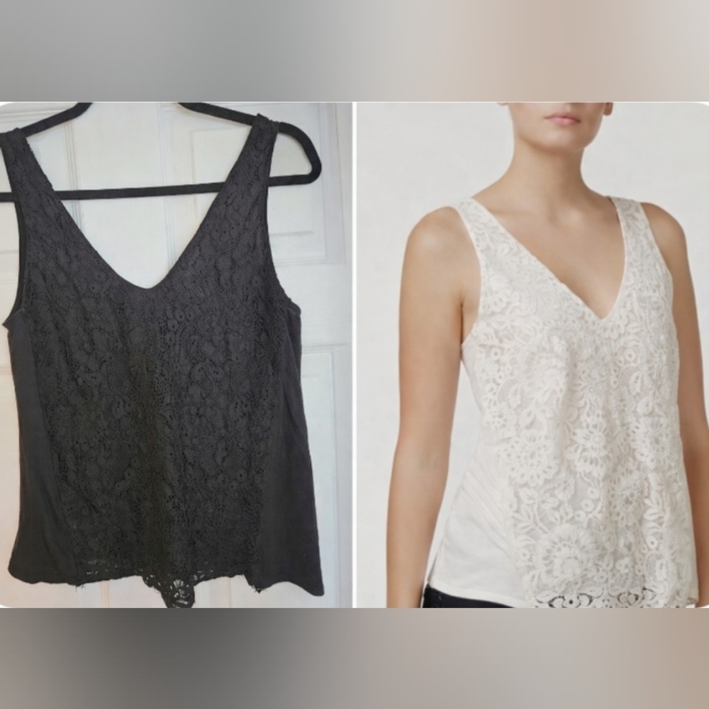 RACHEL Rachel Roy Black Lace Tank Top. Size S oversized.